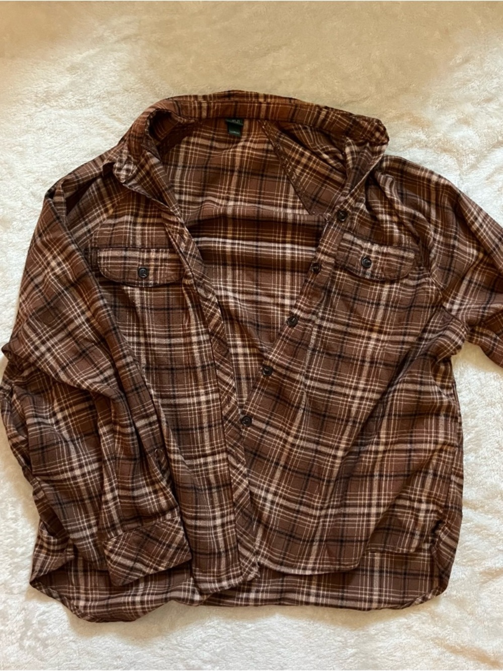 wild fable Oversized Brown Plaid Button-Up Shirt